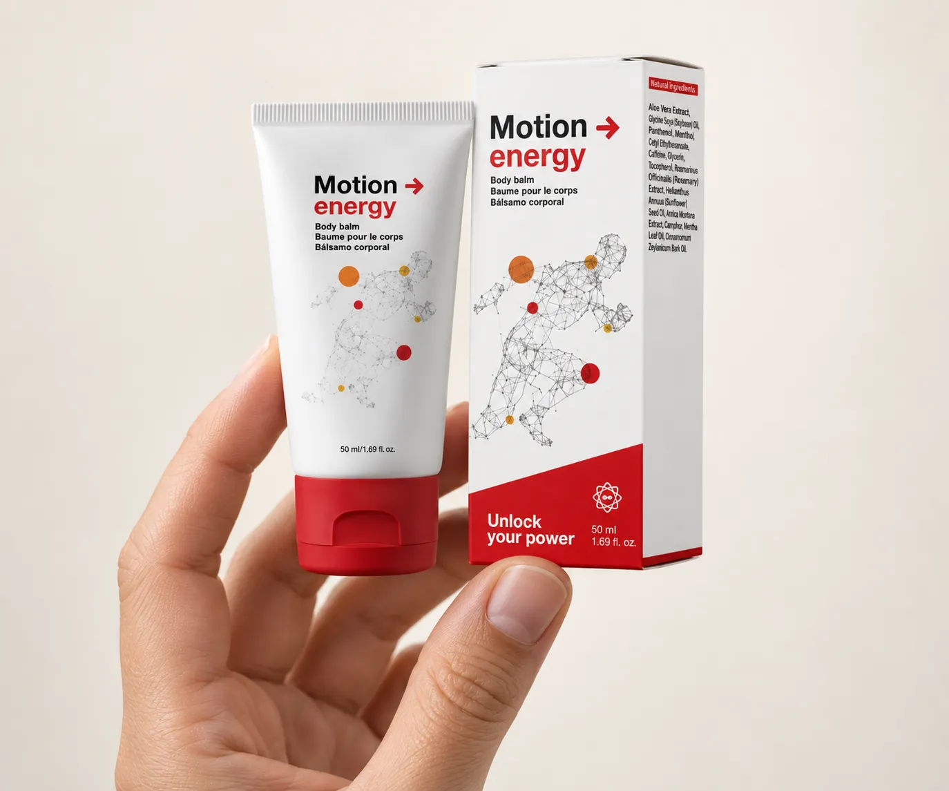 Motion Energy — the package held in a hand