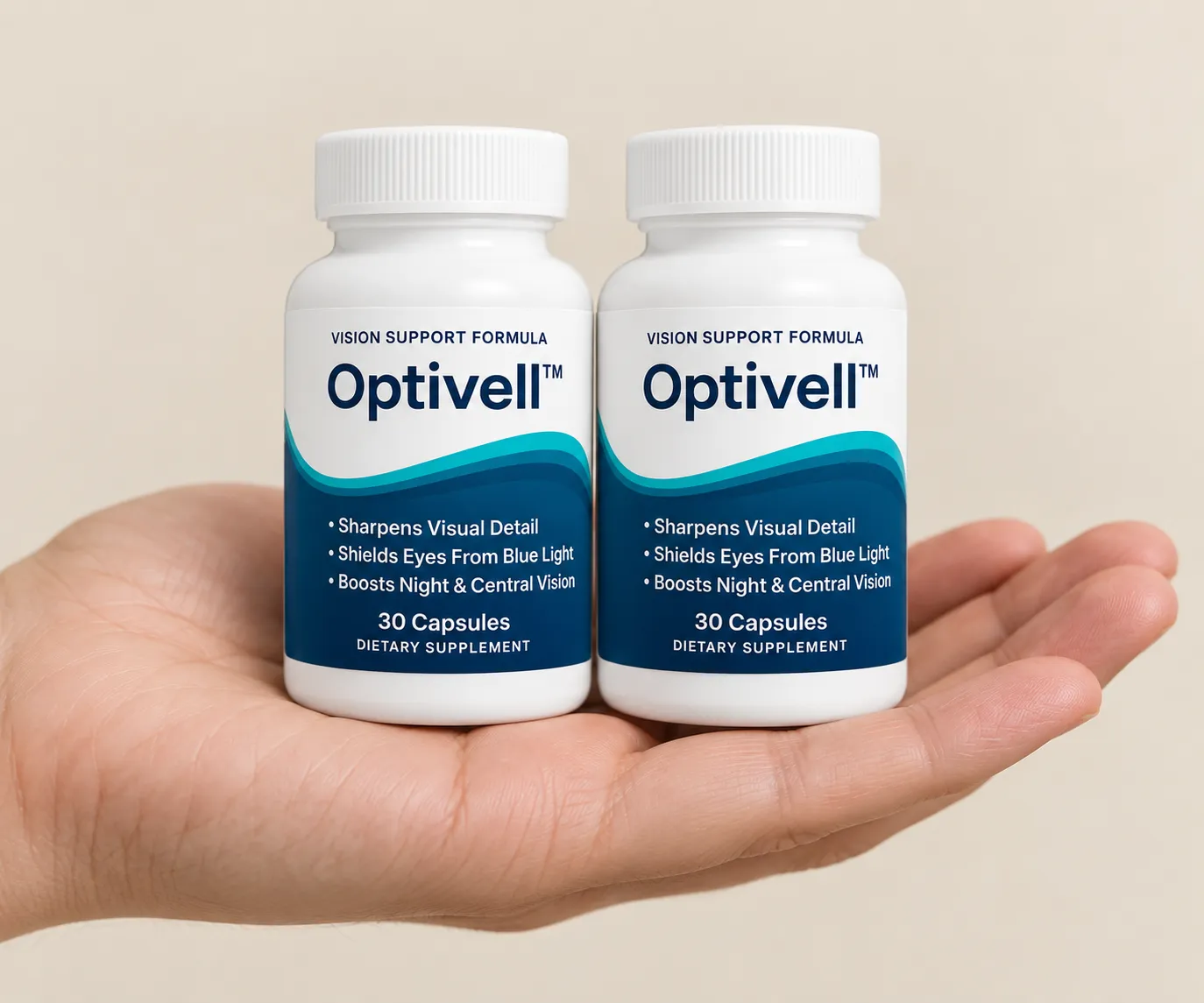 Optivell — the package held in a hand
