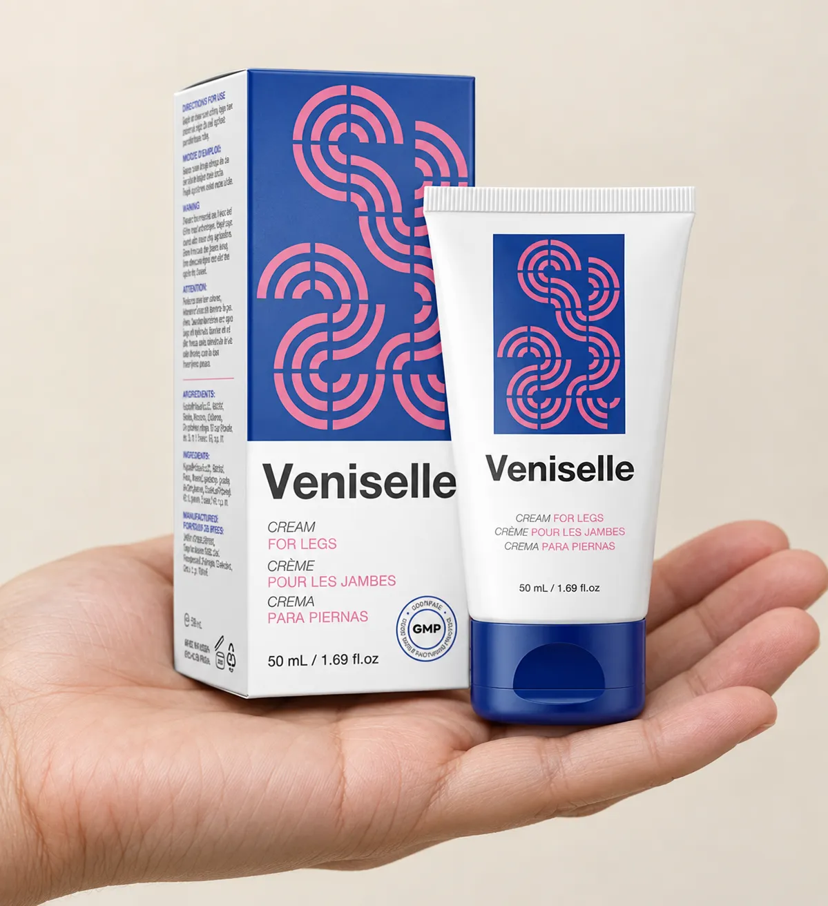 Veniselle — the package held in a hand
