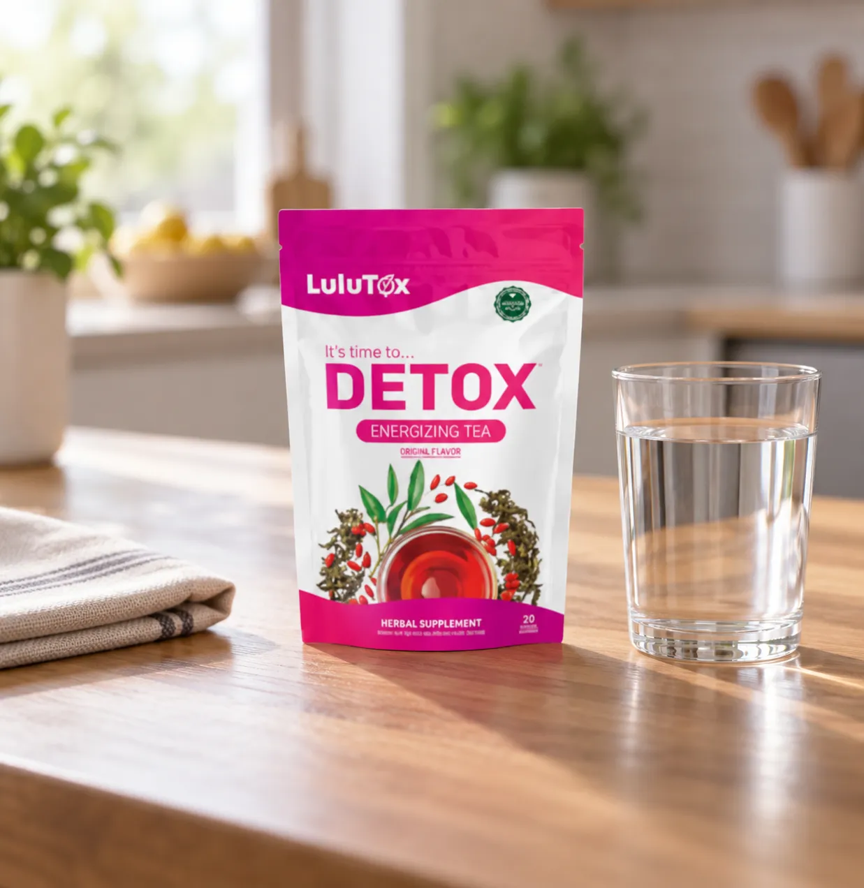 Lulutox Detox Tea HCTC — the package in everyday use